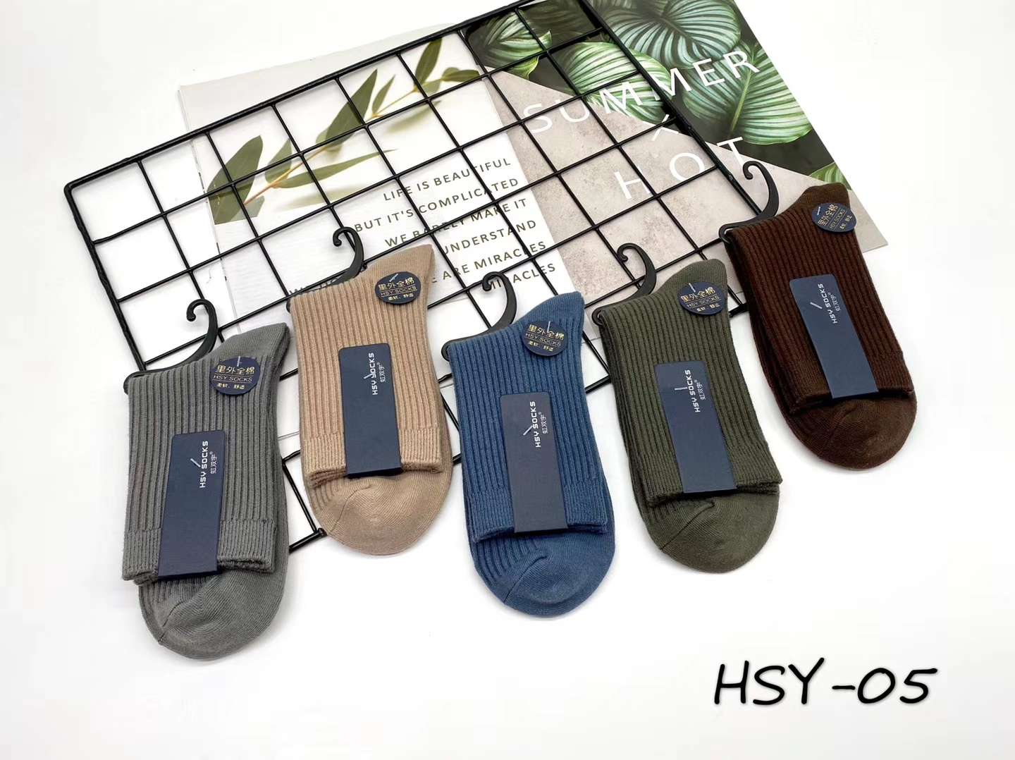 袜子批发 男士秋冬保暖袜 精梳棉双针商务男袜产品图