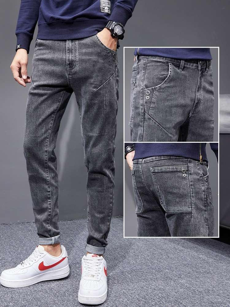 New trendy brand jeans for men, slimming and petite stretch pants, Korean-style trendy casual long pants for men Specification image
