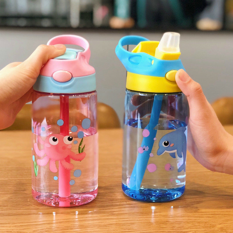 Children's straw cups, learning drinking cups, leak-proof water bottles for boys and girls, anti-drop cups for kindergartens, portable water cups for primary school students detail image 5
