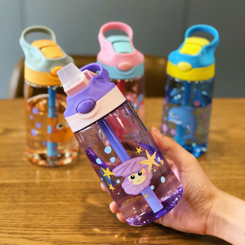 Children's straw cups, learning drinking cups, leak-proof water bottles for boys and girls, anti-drop cups for kindergartens, portable water cups for primary school students undefined
