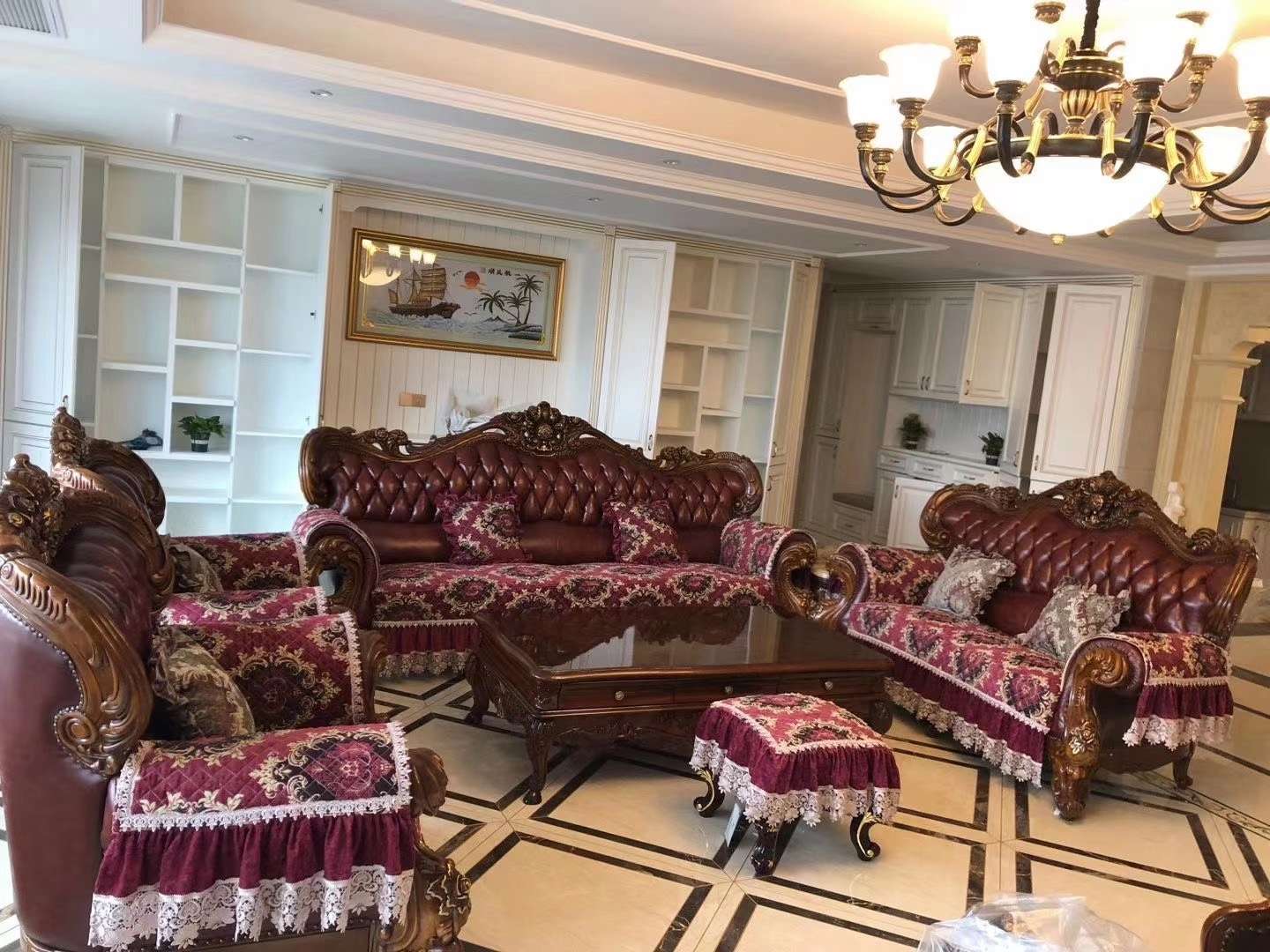 餐垫，沙发垫，飘窗垫，床上用品，喜庆用品私人订制220元一平方白底实物图