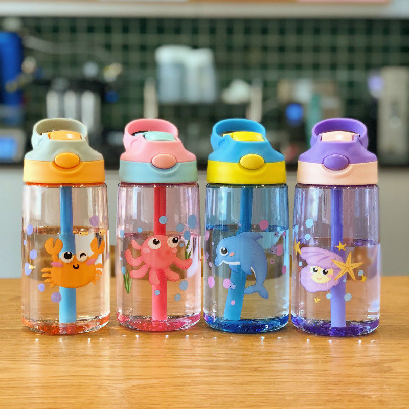 Children's straw cups, learning drinking cups, leak-proof water bottles for boys and girls, anti-drop cups for kindergartens, portable water cups for primary school students detail image 10