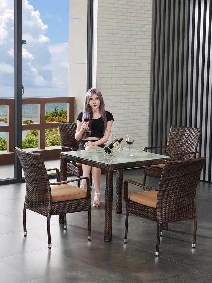 半包椅+方桌户外桌桌椅  户外  藤编桌椅