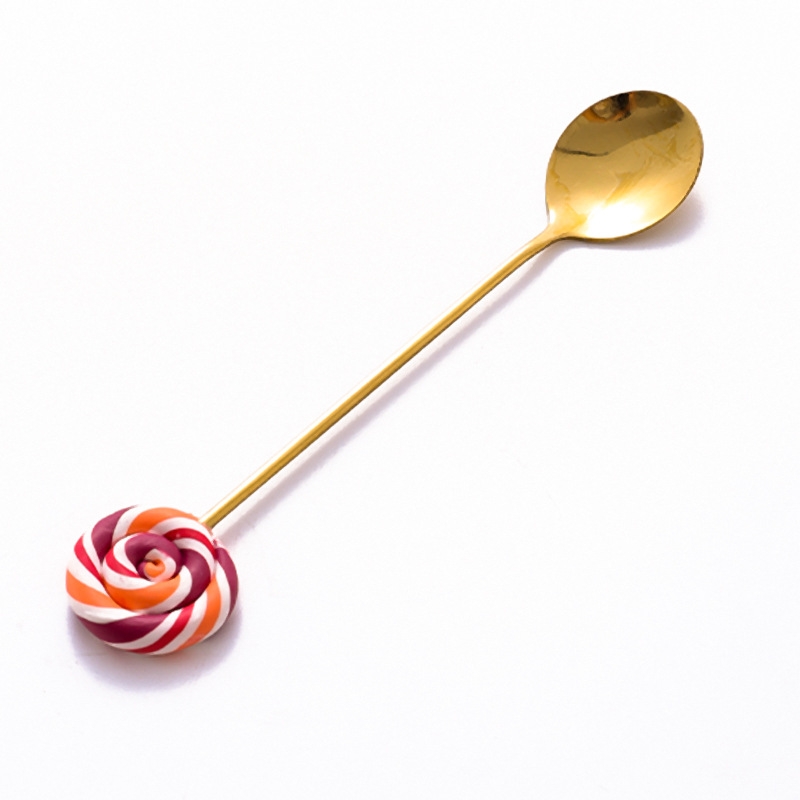 摔不坏的棒棒糖不锈钢搅拌勺子韩式可爱创意水果叉冰淇淋勺汤勺创意棒棒糖钛金勺叉详情图2
