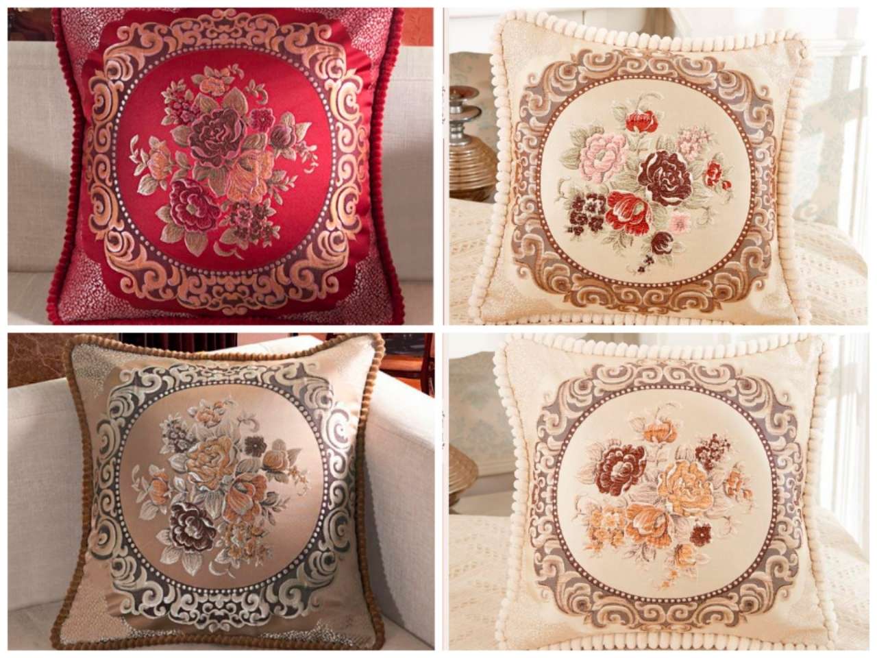 国色天香欧式坐垫抱枕 抱枕套 床上用品 日用百货家居用品 靠垫套