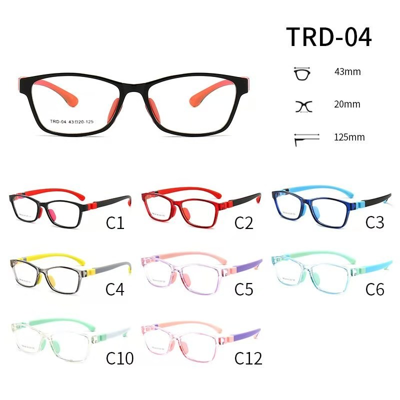 TRD-04有现货硅胶TR超轻近视眼镜框架儿童小学生硅胶眼镜框斜视弱视远视散光矫正可配度数眼镜架产品图