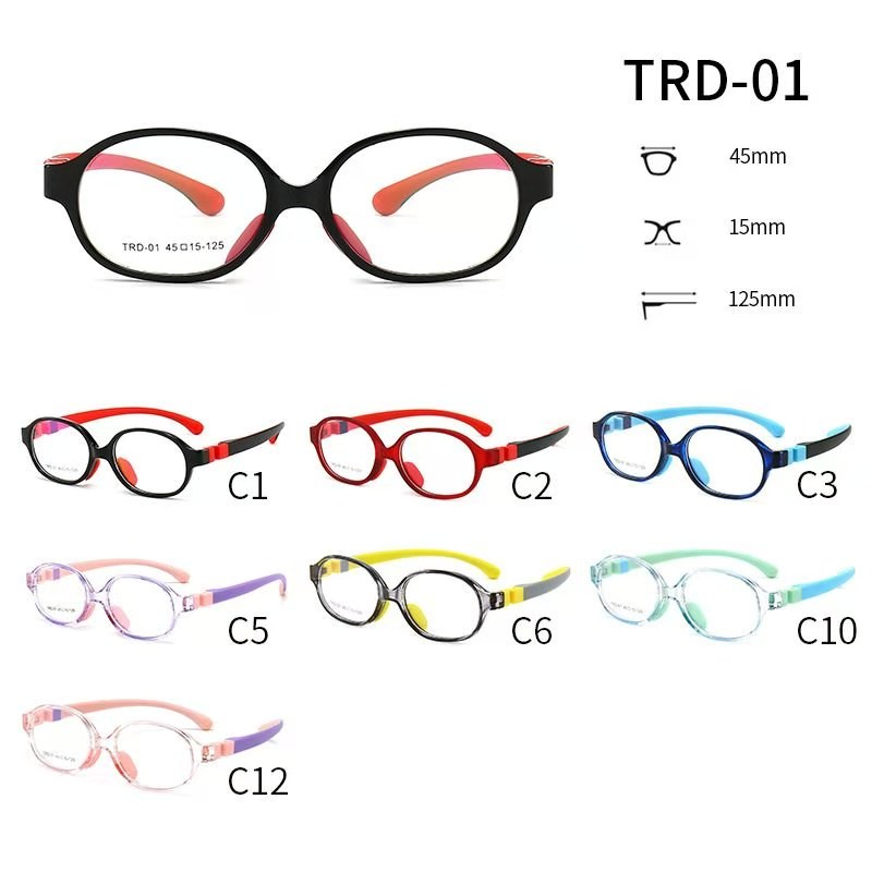 TRD-01有现货硅胶TR超轻近视眼镜框架儿童小学生硅胶眼镜框斜视弱视远视散光矫正可配度数眼镜架详情图1