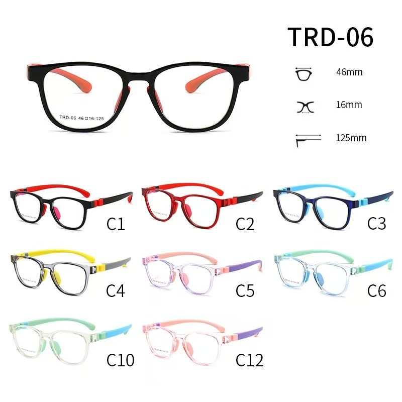 TRD-06有现货硅胶TR超轻近视眼镜框架儿童小学生硅胶眼镜框斜视弱视远视散光矫正可配度数眼镜架