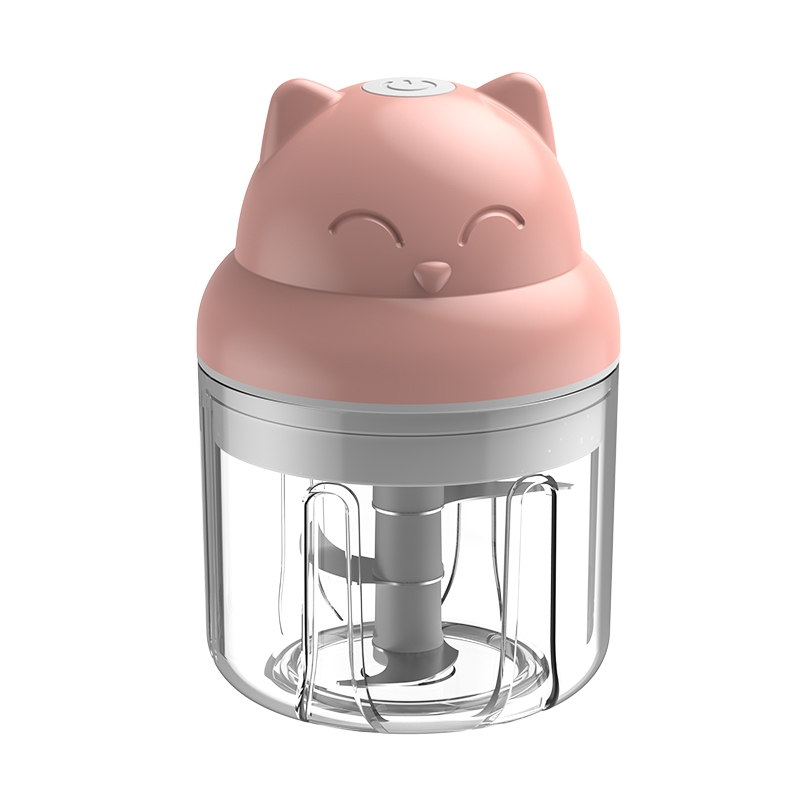 05可爱猫咪款电动料理机粉色捣蒜神器电动迷你绞蒜器小型绞肉机打蒜家用蒜蓉辅食拉蒜机