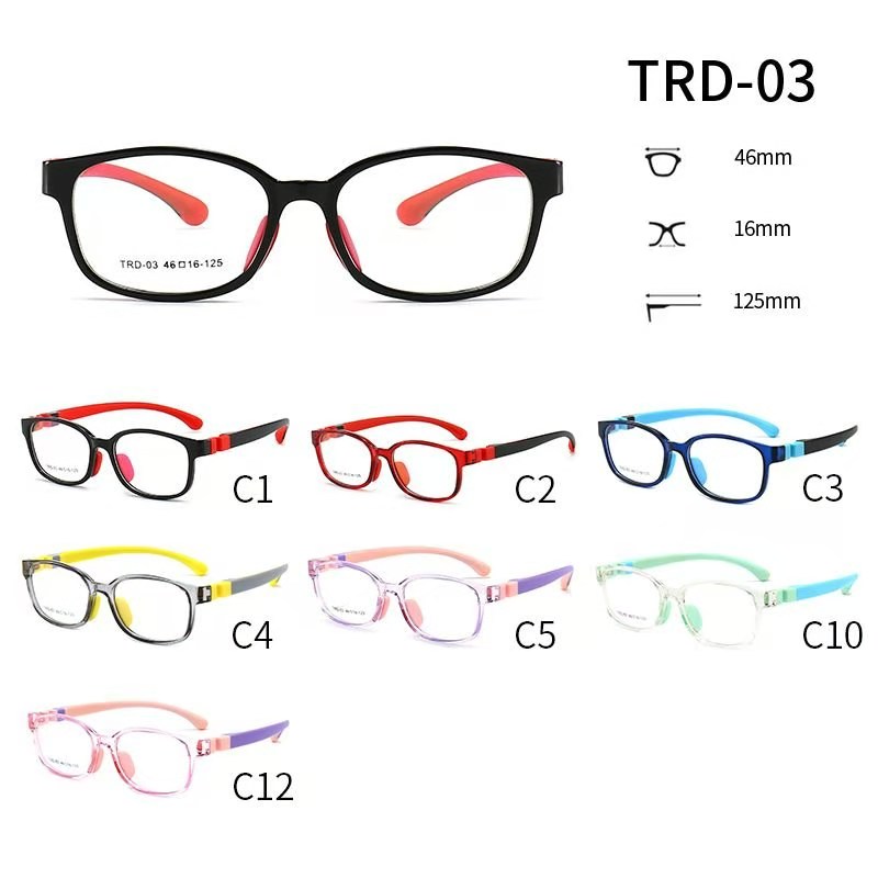 TRD-03有现货硅胶TR超轻近视眼镜框架儿童小学生硅胶眼镜框斜视弱视远视散光矫正可配度数眼镜架详情图1