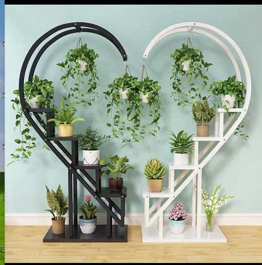 Home flower stand, flowerpot stand, balcony decoration shelf, living room simple floor-standing heart-shaped shelf A626 detail image 7
