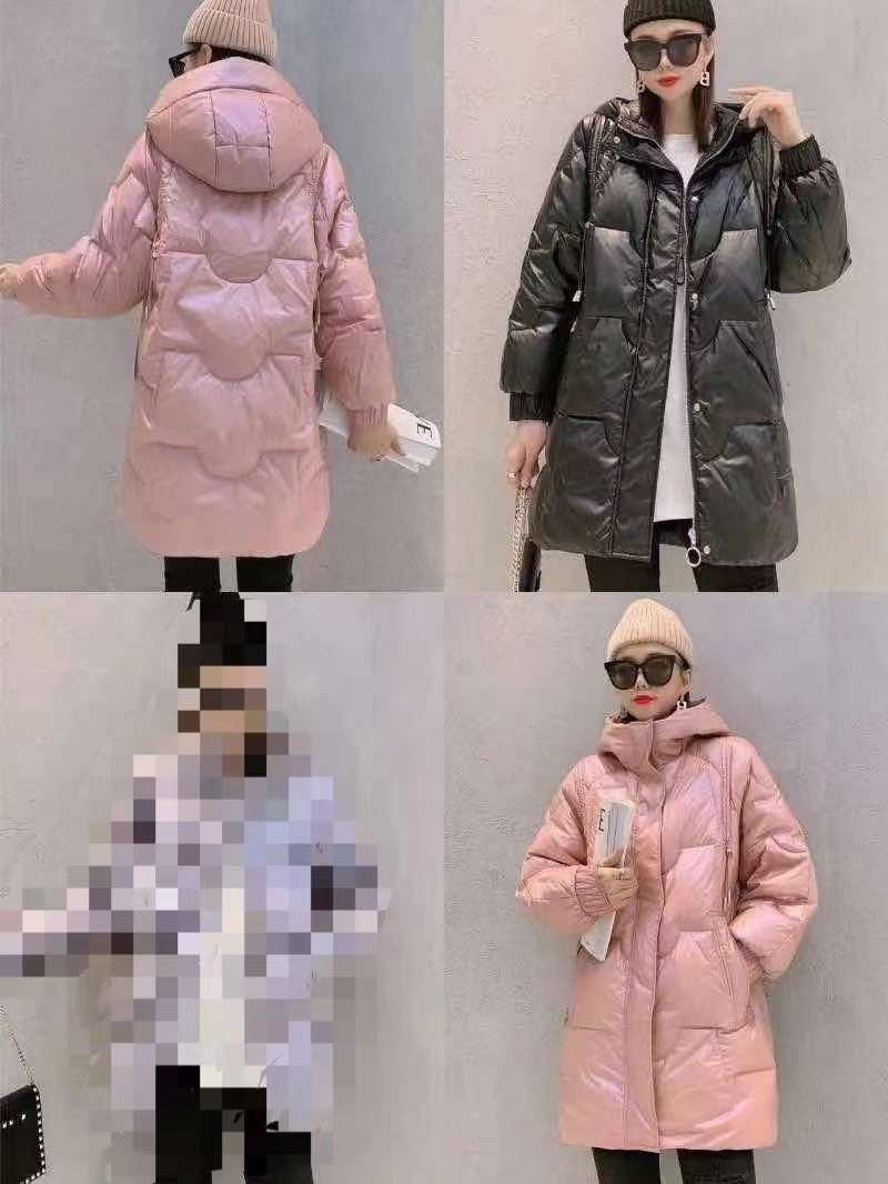 High-End 95 White Goose Down Jacket Women's Mid-Length Winter Thickened Black Warm Over The Knee Goose Down Jacket details Picture