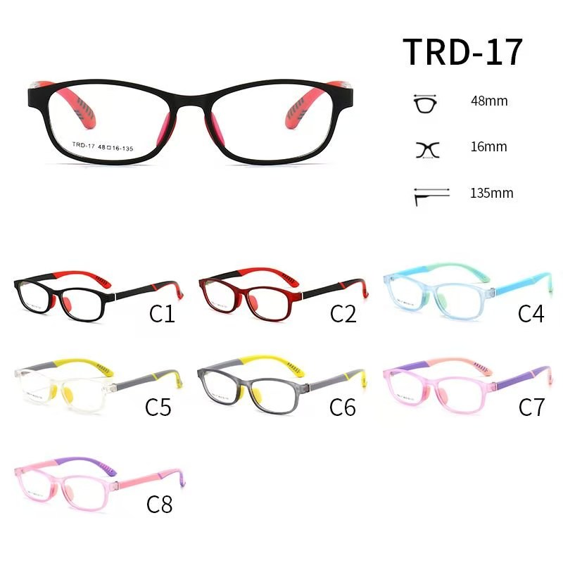 ويوجد لدى TRD-17 مرآة معدلة للتصحيح التبعثر البصري بعيد المدى لأطفال المدارس الابتدائية ذات إطار نظارات الرؤية القصيرة المدى السيليكا الفورية TRR