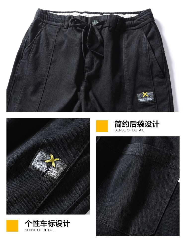 Men's slightly loose straight-leg jeans, trendy brand Harun pants men's 2020 autumn/winter new fleece pants detail image 5