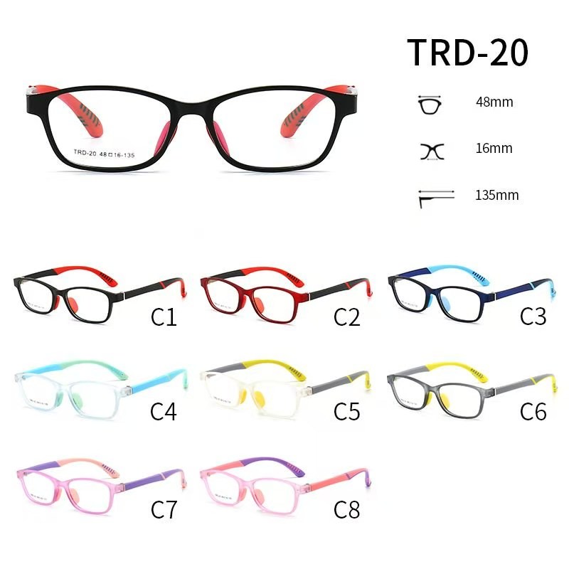 TRD-20有现货硅胶TR超轻近视眼镜框架儿童小学生硅胶眼镜框斜视弱视远视散光矫正可配度数眼镜架产品图