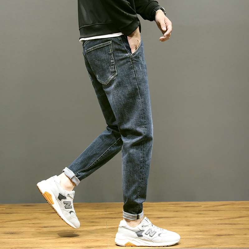 Stretch jeans for men, slightly loose straight-leg pants, trendy brand Harun pants for men, 2020 autumn/winter new style fleece pants detail image 2
