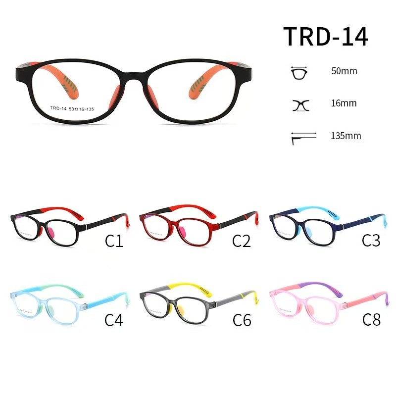TRD-14有现货硅胶TR超轻近视眼镜框架儿童小学生硅胶眼镜框斜视弱视远视散光矫正可配度数眼镜架
