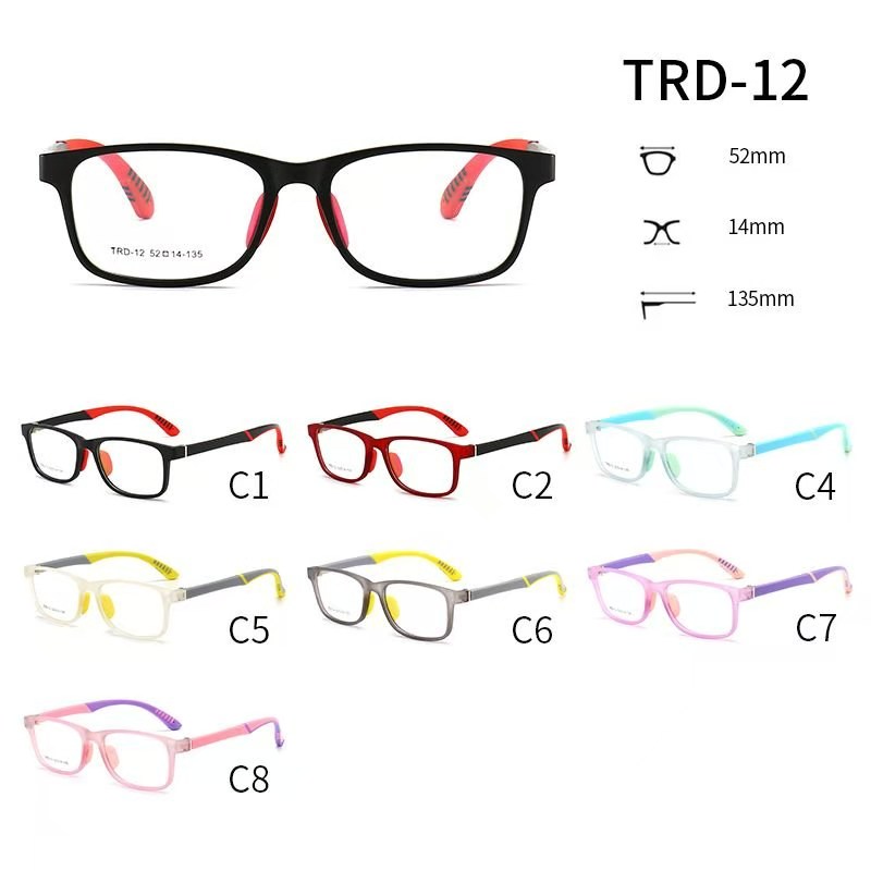 TRD-12有现货硅胶TR超轻近视眼镜框架儿童小学生硅胶眼镜框斜视弱视远视散光矫正可配度数眼镜架详情图1