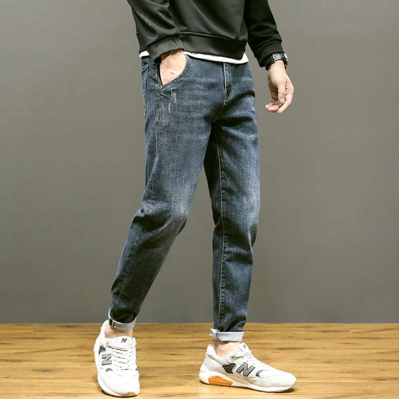 Stretch jeans for men, slightly loose straight-leg pants, trendy brand Harun pants for men, 2020 autumn/winter new style fleece pants detail image 4