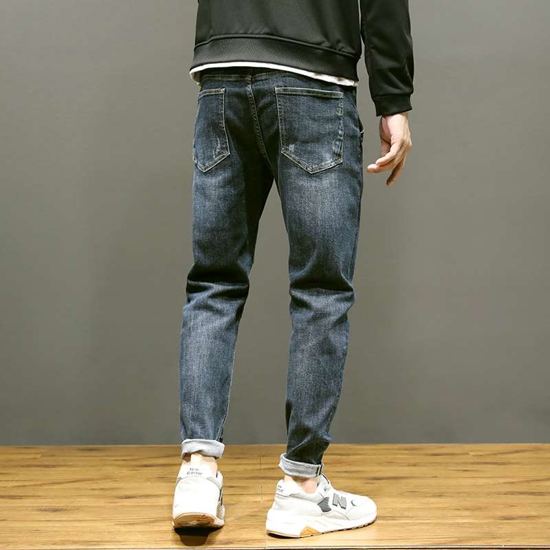 Stretch jeans for men, slightly loose straight-leg pants, trendy brand Harun pants for men, 2020 autumn/winter new style fleece pants Item Picture