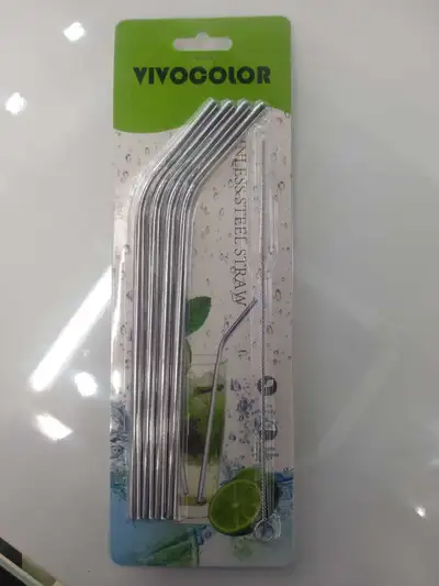 4 Bend 1 Brush Stainless Steel Straw