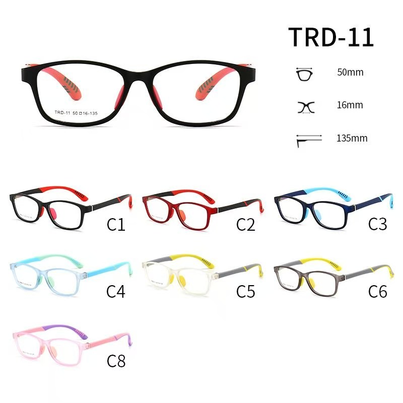 TRD-11有现货硅胶TR超轻近视眼镜框架儿童小学生硅胶眼镜框斜视弱视远视散光矫正可配度数眼镜架