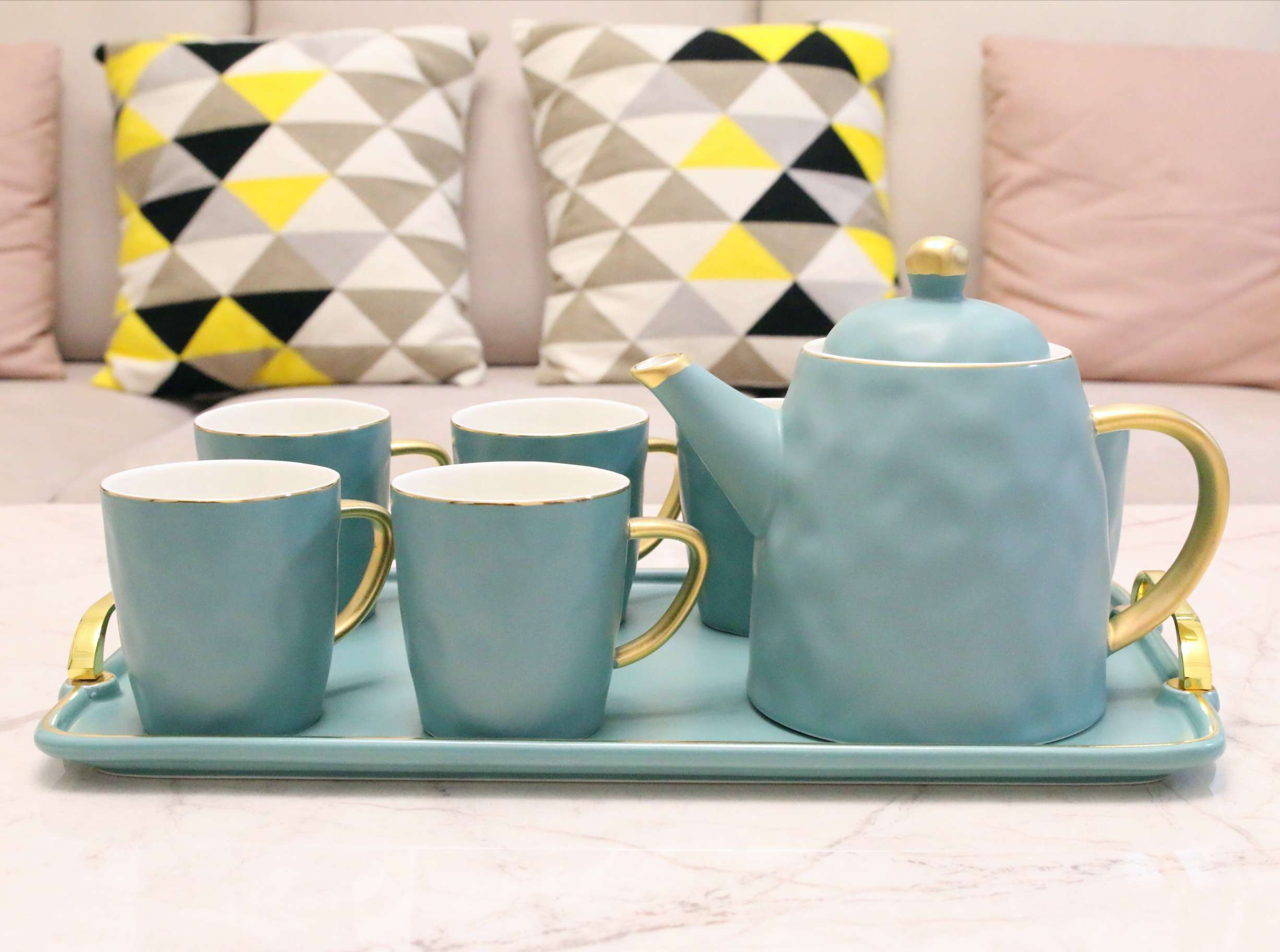 Nordic light luxury ceramic tea sets, ceramic water sets, home coffee sets and gifts details Picture