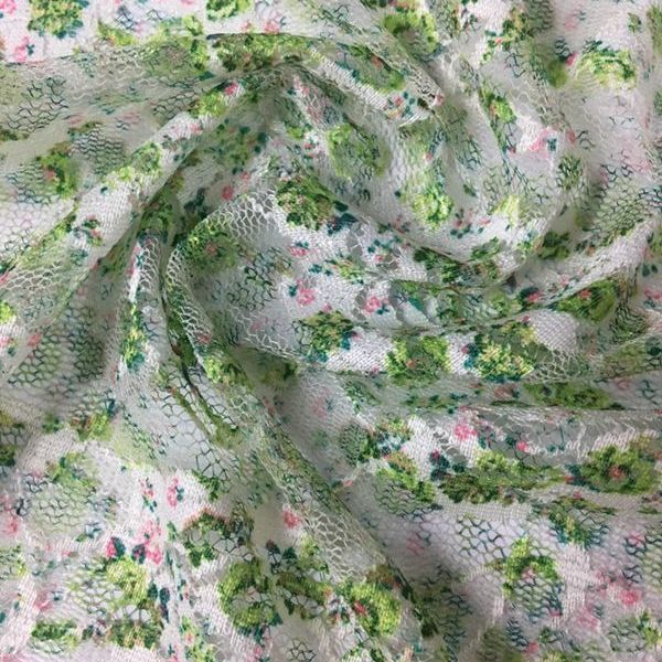 Small floral print heat transfer lace fabric, mesh fabric, elastic dress, children's wear, stage dress, gauze curtain clothing Application Scenario