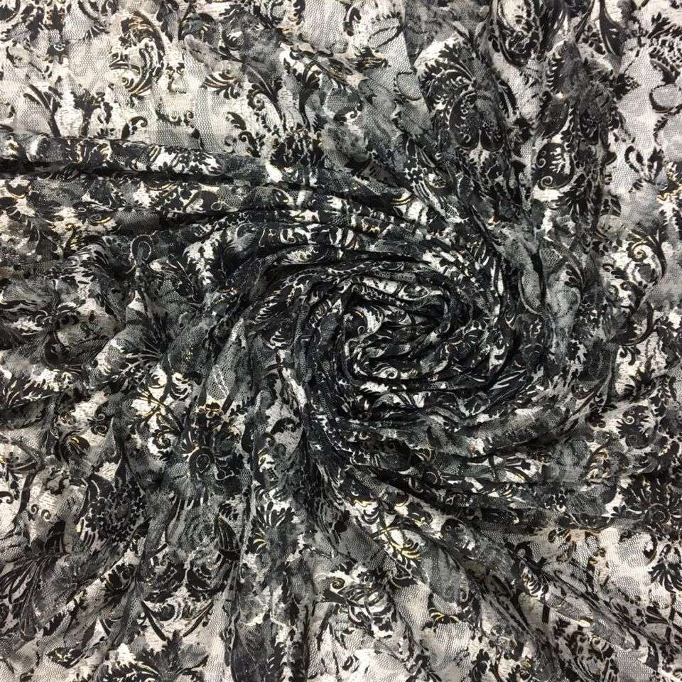 国潮民族风黑色连衣裙上衣 蕾丝印花 布料微弹微透需内衬围巾围脖泳装详情图8