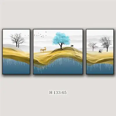 Elk Series Style Triptych Decorative Painting