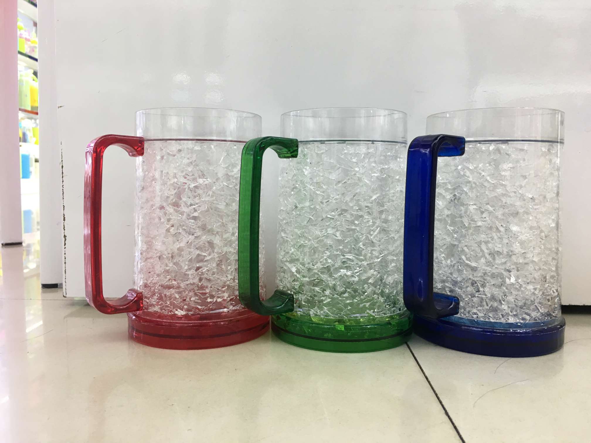 Plastic cups, ice cups with handles, double-layer plastic cups, beer mugs