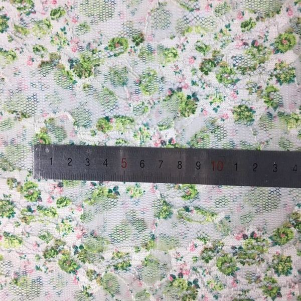 Small floral print heat transfer lace fabric, mesh fabric, elastic dress, children's wear, stage dress, gauze curtain clothing Item Picture