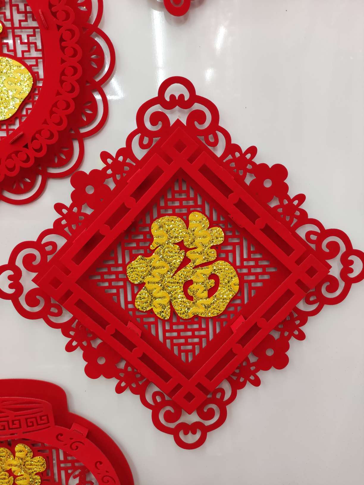 镂空植绒福字40图