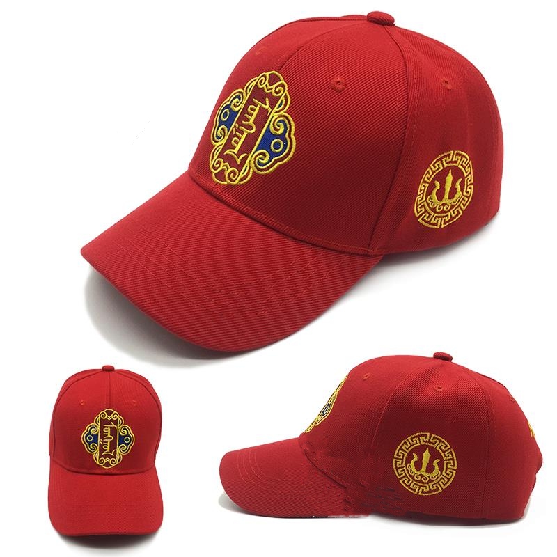 蒙古元素棒球帽子男帽苏鲁锭刺绣蒙古文字国旗鸭舌民族风新款白底实物图