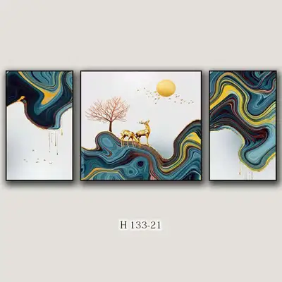 Rich Deer Series Triptych Decorative Painting