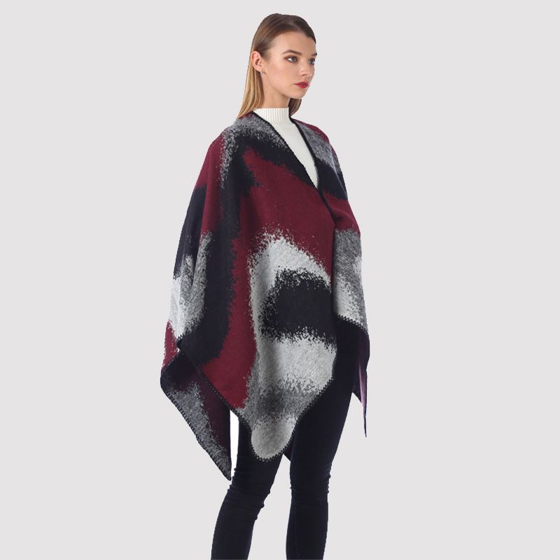 Mujer capa capa europa y Estados Unidos nueva venta caliente imitación cachemira multicolor render otoño e invierno aumentar y engrosar pañuelo de corte multifuncional chal bufanda