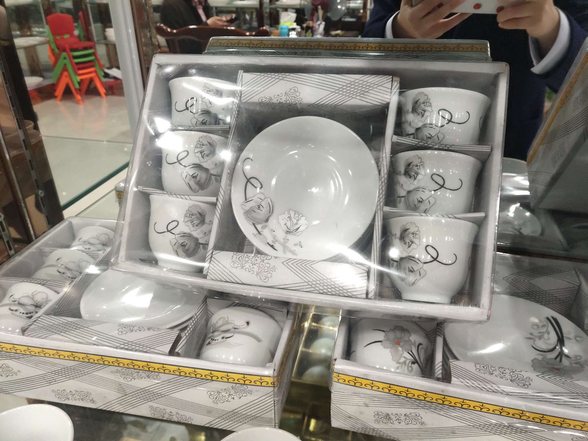 花卉套装六杯六碟适用于家庭餐厅酒店2