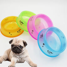 宠物碗塑料透明圆形单碗卡通印花狗盆泰迪贵宾金毛犬猫用盆 1021  702 宠物盆 小号
