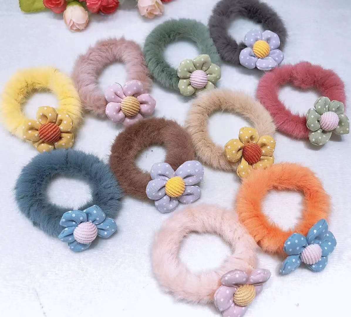 The latest Korean version of the multicolor floret hair ring thumbnail