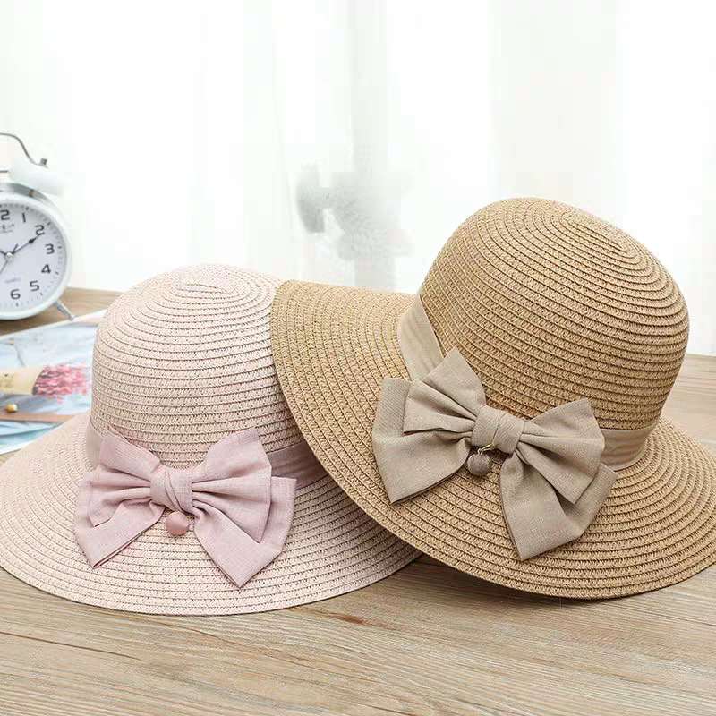 Fisherman's Straw Hat Bow With Round Beads