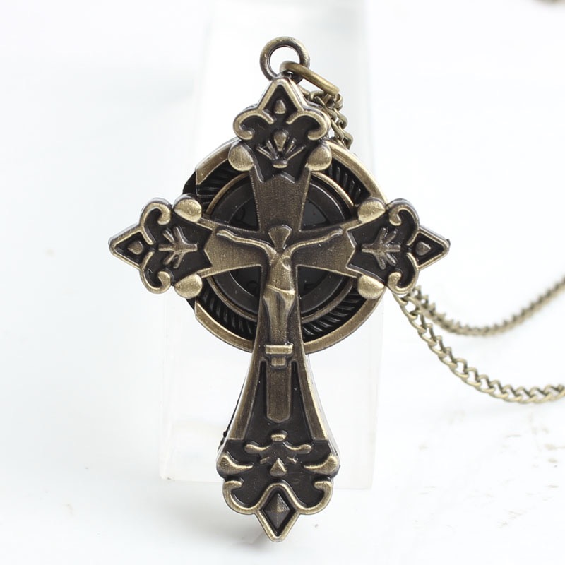 复古怀旧清新数字翻盖十字架怀表 学生表 厂家直销详情图1