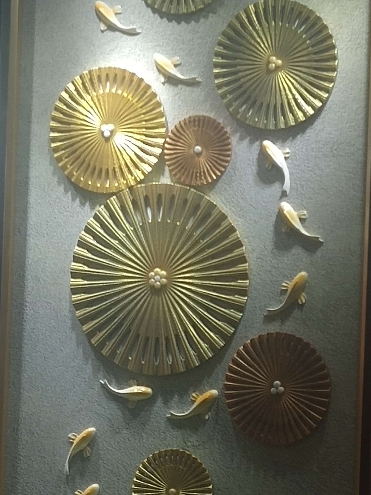 荷叶鱼系列木雕装饰画