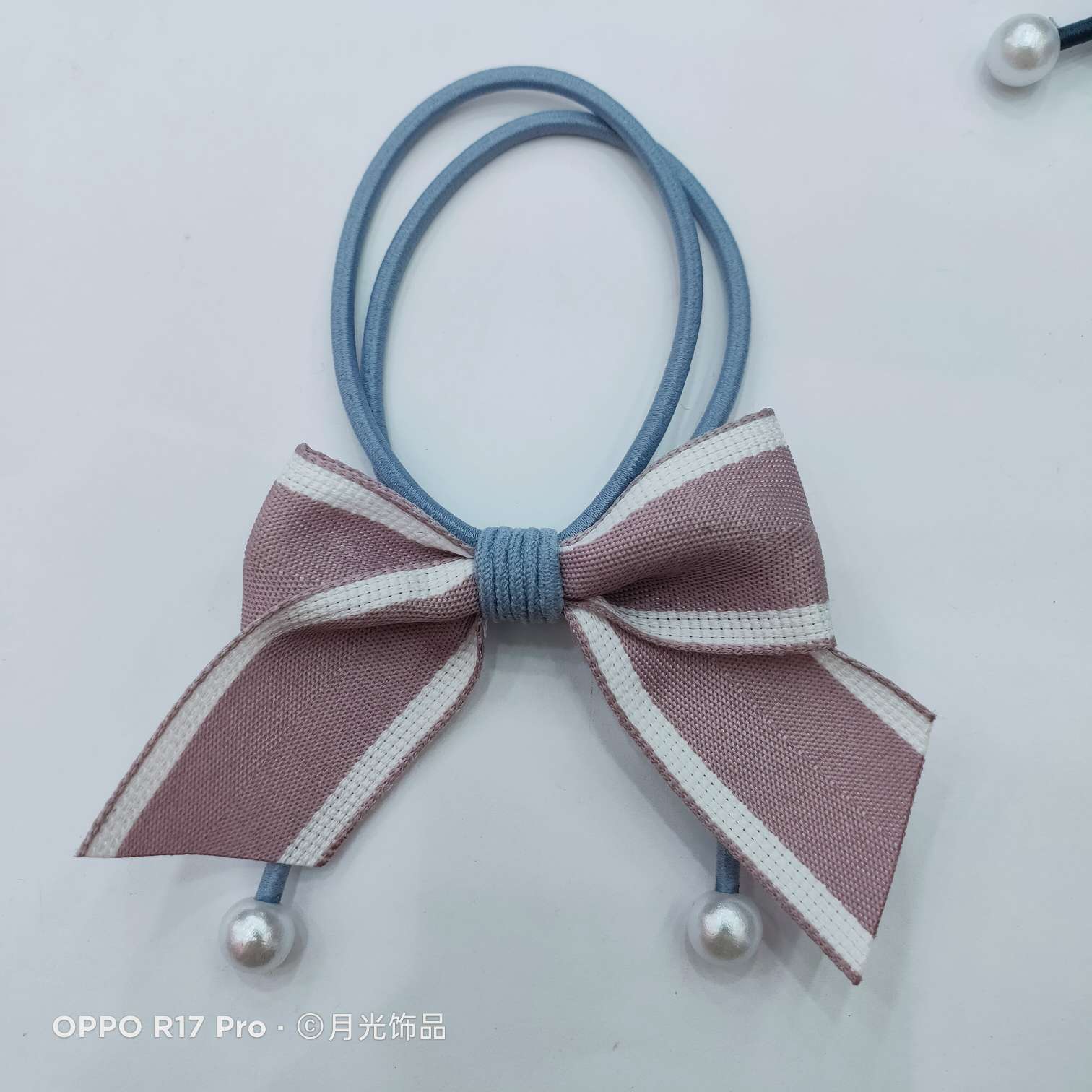 Korean popular fashion pearl bow, webbing, ribbon, hair tie, hair rope, rubber band and leather case Item Picture