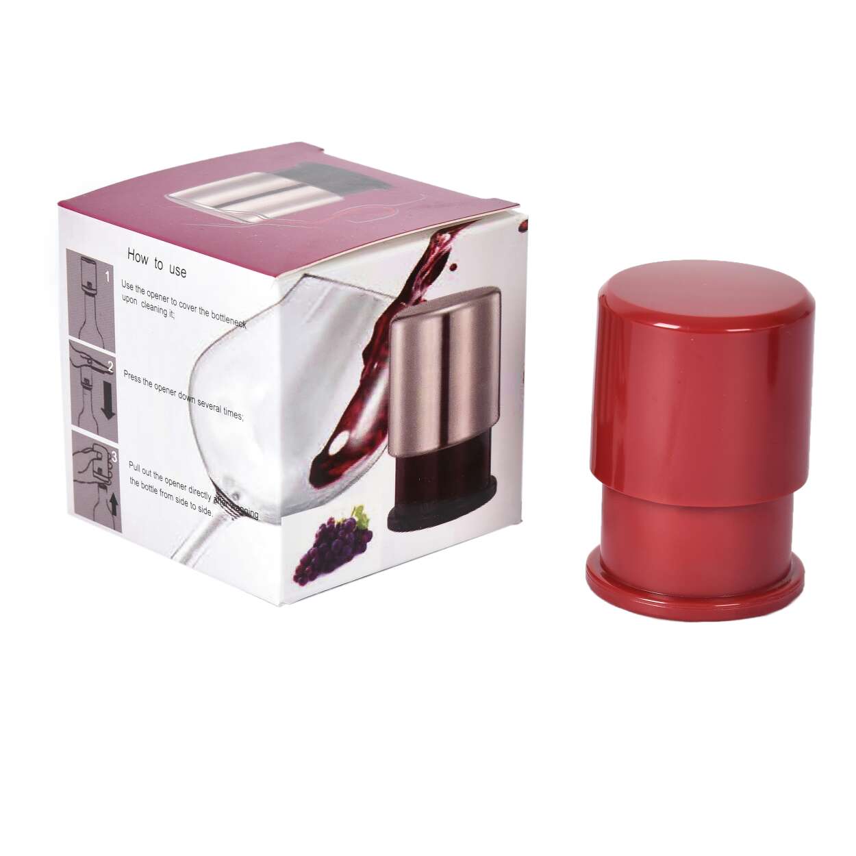 Plastic, Silicone, Vacuum Wine Stopper details Picture