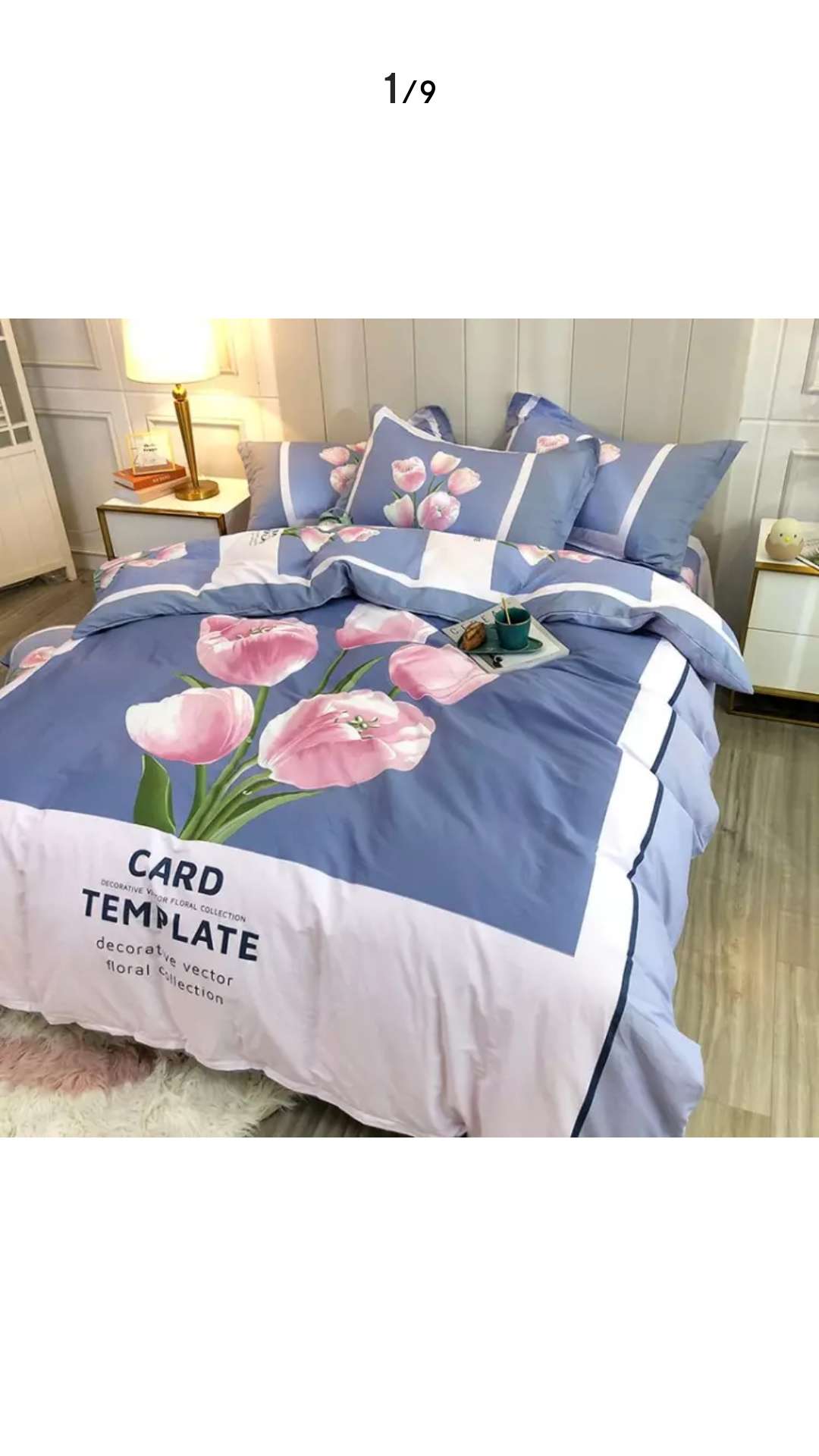 Kit Home Textile Cotton Thickened Edge Four-Piece Cotton Supplies Bed Sheet And Quilt Set Smiling C Blue