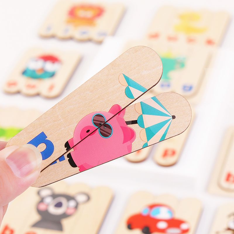 New strip-shaped wooden word spelling toys for children's early education and intelligence development, including animal English building blocks for boys and girls Application Scenario