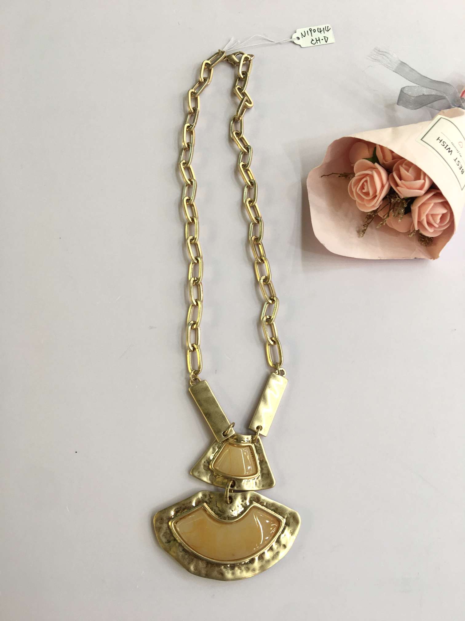 Matte gold alloy pendant sweater chain thumbnail