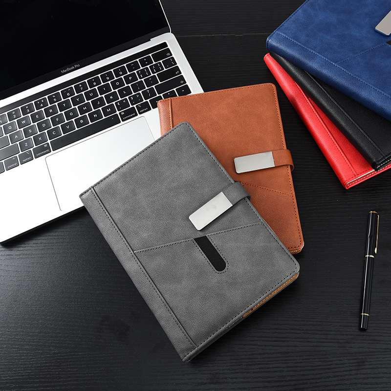 商务办公皮面笔记本可以插手机记事本定制logo