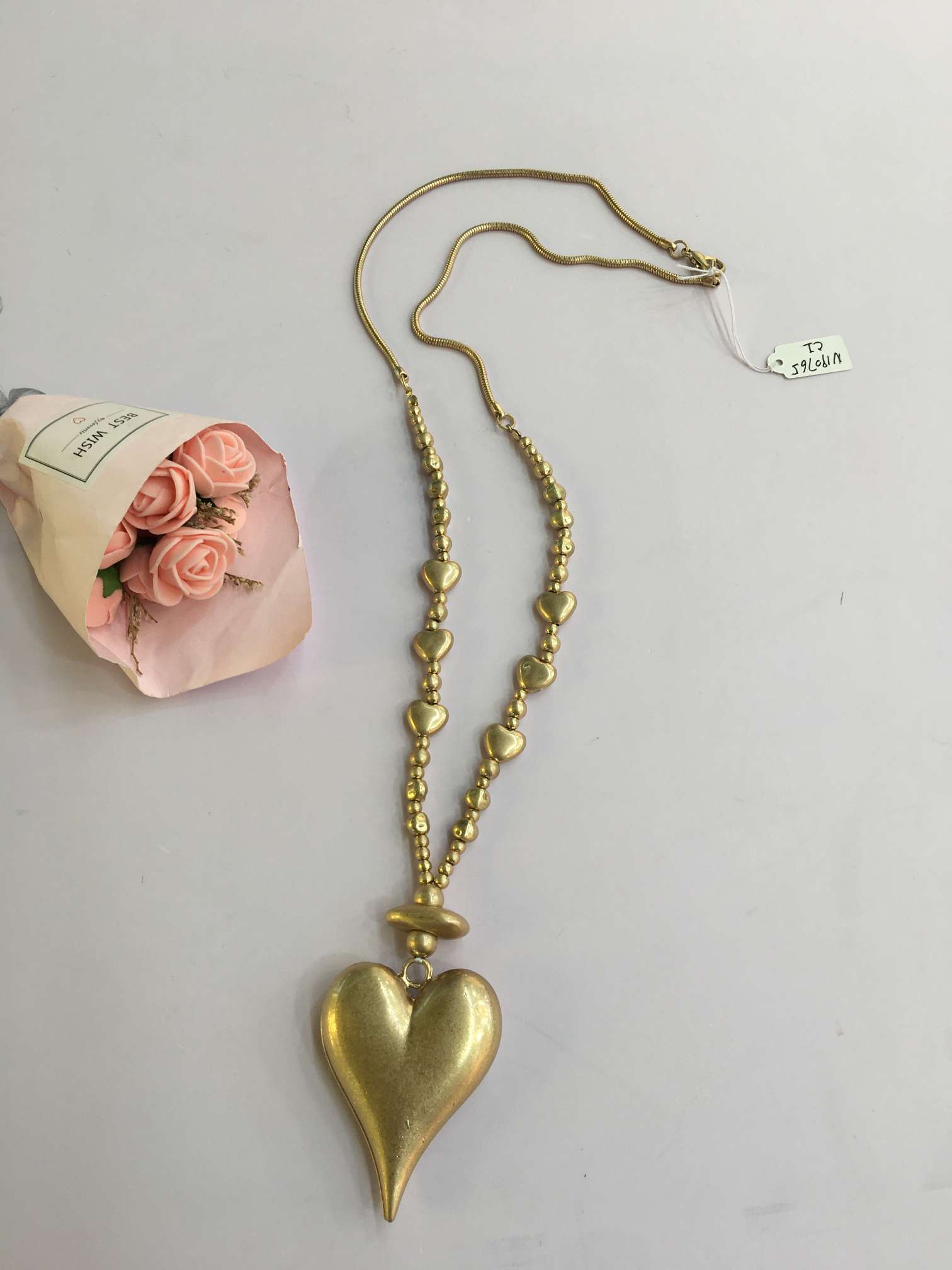 Gold peach gold sweater chain thumbnail