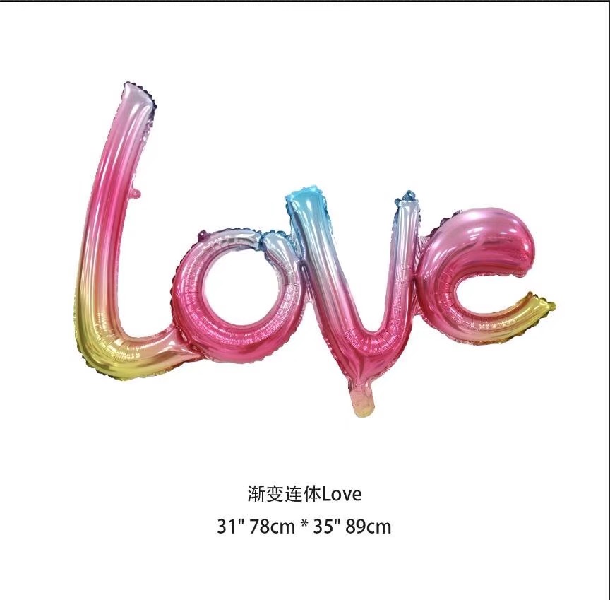 Wholesale of gradient one-piece Love balloon aluminum film balloon toys and party supplies details Picture